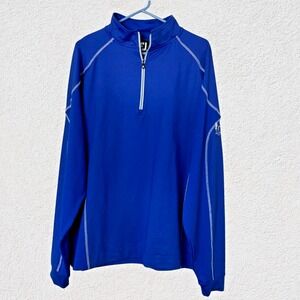 FootJoy‎ Men Large Blue Quarter Zip Pullover Golf Layer Oasis Club Nylon Stretch